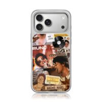 Bruno Mars retro music collage iPhone 17 Pro Max Electroplated Silver Case1