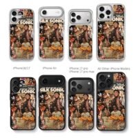 Bruno Mars Silk Sonic collage Chris Brown Phone Case Black Electroplated Silver For Iphone 11 To 17