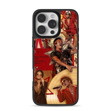 Bruno Mars singing collages iPhone 16 Pro Max Black Case