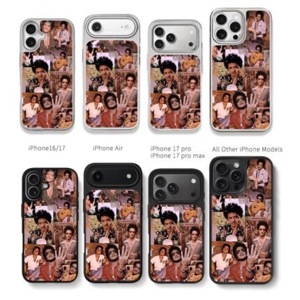 Bruno Mars vintage collage Chris Brown Phone Case Black Electroplated Silver For Iphone 11 To 17