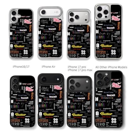BTS ARMY song titles on black Chris Brown Phone Case Black Electroplated Silver For Iphone 11 To 17