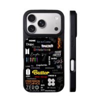 BTS ARMY song titles on black iPhone 17 Pro Max Black Case
