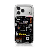 BTS ARMY song titles on black iPhone 17 Pro Max Electroplated Silver Case1