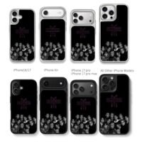 BTS Blackpink logos portraits Chris Brown Phone Case Black Electroplated Silver For Iphone 11 To 17