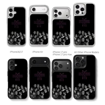 BTS Blackpink logos portraits Chris Brown Phone Case Black Electroplated Silver For Iphone 11 To 17