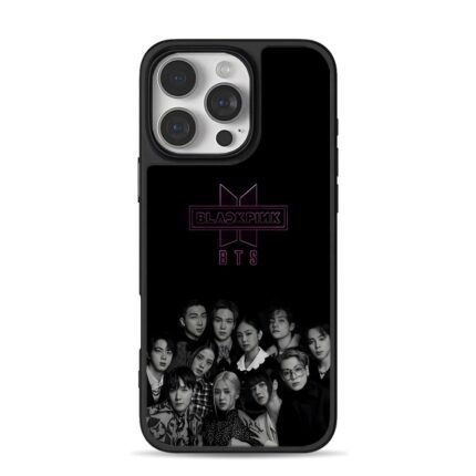 BTS Blackpink logos portraits iPhone 16 Pro Max Black Case