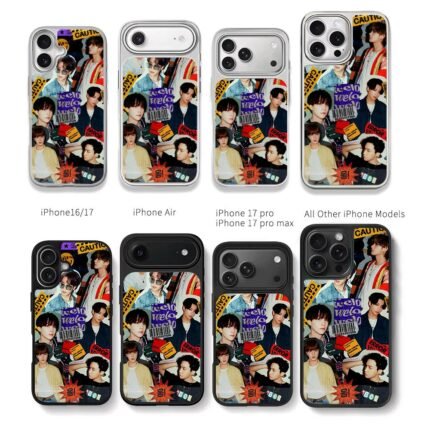 BTS kpop boys sticker collage Chris Brown Phone Case Black Electroplated Silver For Iphone 11 To 17