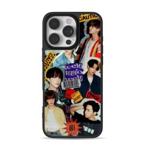 BTS kpop boys sticker collage iPhone 16 Pro Max Black Case