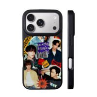 BTS kpop boys sticker collage iPhone 17 Pro Max Black Case