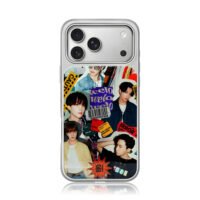 BTS kpop boys sticker collage iPhone 17 Pro Max Electroplated Silver Case1