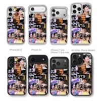 BTS kpop collage with BTS text Chris Brown Phone Case Black Electroplated Silver For Iphone 11 To 17