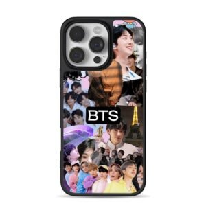 BTS kpop collage with BTS text iPhone 16 Pro Max Black Case