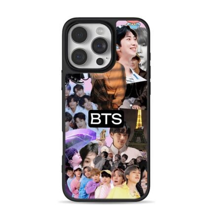 BTS kpop collage with BTS text iPhone 16 Pro Max Black Case