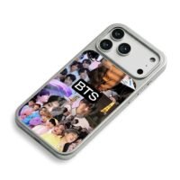 BTS kpop collage with BTS text iPhone 17 Pro Max Electroplated Silver Case2