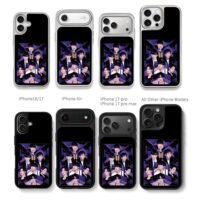 BTS member collage with logo purple Chris Brown Phone Case Black Electroplated Silver For Iphone 11 To 17