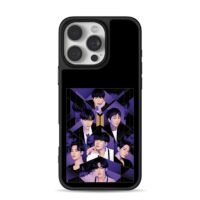 BTS member collage with logo purple iPhone 16 Pro Max Black Case