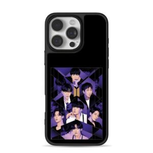 BTS member collage with logo purple iPhone 16 Pro Max Black Case