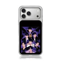 BTS member collage with logo purple iPhone 17 Pro Max Electroplated Silver Case1