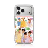 BTS members macaron collage iPhone 17 Pro Max Electroplated Silver Case1