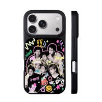 BTS OT7 colorful name graffiti iPhone 17 Pro Max Black Case
