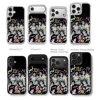 BTS OT7 with colorful doodles Chris Brown Phone Case Black Electroplated Silver For Iphone 11 To 17