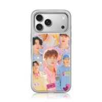 BTS pastel members stickers iPhone 17 Pro Max Electroplated Silver Case1
