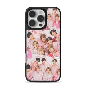 BTS pink group with My Melody iPhone 16 Pro Max Black Case