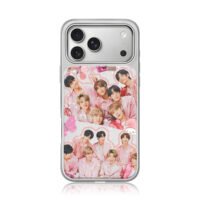 BTS pink group with My Melody iPhone 17 Pro Max Electroplated Silver Case1