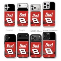 Bud King of Beers 8 racing Chevy logo Chris Brown Phone Case Black Electroplated Silver For Iphone 11 To 17