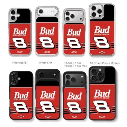 Bud King of Beers 8 racing Chevy logo Chris Brown Phone Case Black Electroplated Silver For Iphone 11 To 17