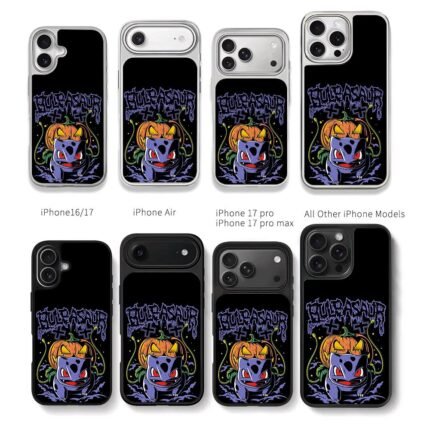 Bulbasaur Halloween pumpkin Chris Brown Phone Case Black Electroplated Silver For Iphone 11 To 17