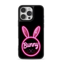 Bunny text neon pink glitter bunny iPhone 16 Pro Max Black Case