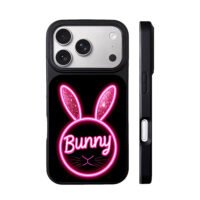Bunny text neon pink glitter bunny iPhone 17 Pro Max Black Case