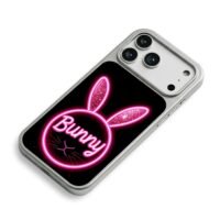 Bunny text neon pink glitter bunny iPhone 17 Pro Max Electroplated Silver Case2