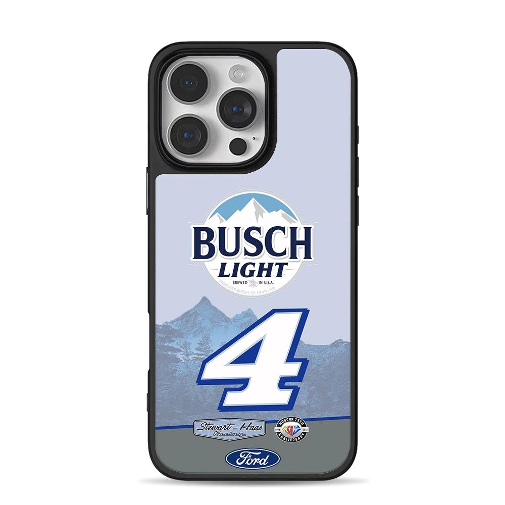 Busch Light Ford No4 NASCAR iPhone 16 Pro Max Black Case Busch Light Ford No4 NASCAR Phone Case for iPhone 11-17 & Samsung Galaxy S24-S26 - Image 1