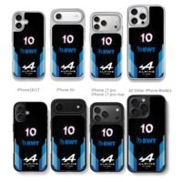 BWT Alpine F1 Team Number 10 Chris Brown Phone Case Black Electroplated Silver For Iphone 11 To 17