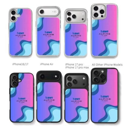 BWT Alpine F1 Team wavy gradient design Chris Brown Phone Case Black Electroplated Silver For Iphone 11 To 17