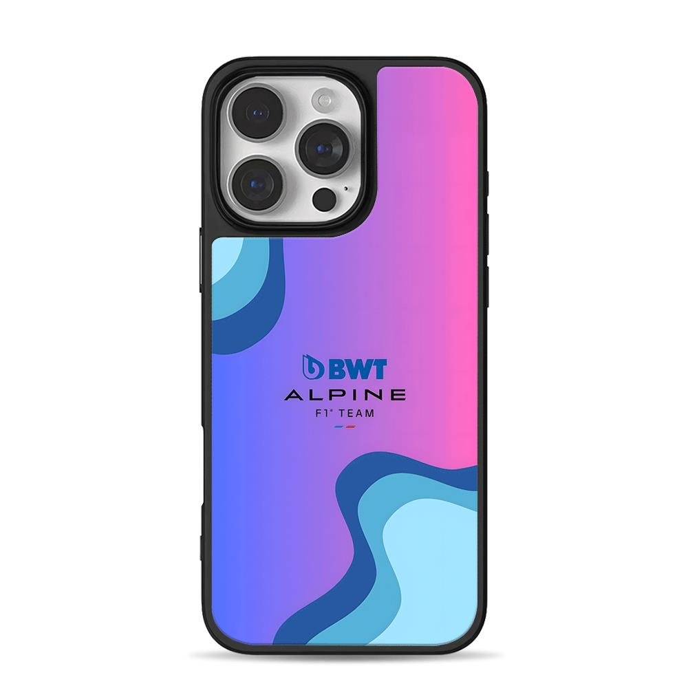 BWT Alpine F1 Team wavy gradient design iPhone 16 Pro Max Black Case BWT Alpine F1 Team wavy gradient design iPhone 16 Pro Max Black Case
