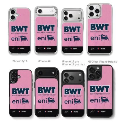 BWT Eni Pink F1 Livery With Pierre Chris Brown Phone Case Black Electroplated Silver For Iphone 11 To 17