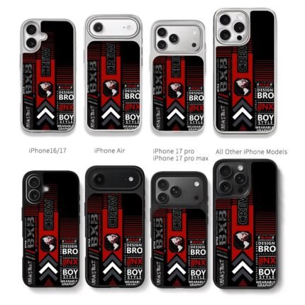 BXB CREW streetwear globe red black Chris Brown Phone Case Black Electroplated Silver For Iphone 11 To 17