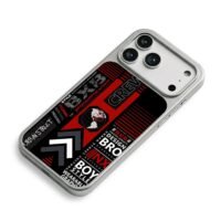 BXB CREW streetwear globe red black iPhone 17 Pro Max Electroplated Silver Case2