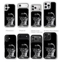 C Ronaldo half face with quote Chris Brown Phone Case Black Electroplated Silver For Iphone 11 To 17