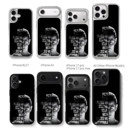 C Ronaldo half face with quote Chris Brown Phone Case Black Electroplated Silver For Iphone 11 To 17