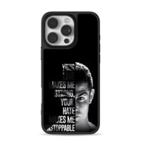 C Ronaldo half face with quote iPhone 16 Pro Max Black Case