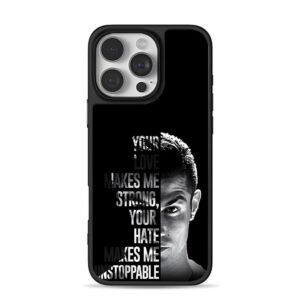 C Ronaldo half face with quote iPhone 16 Pro Max Black Case