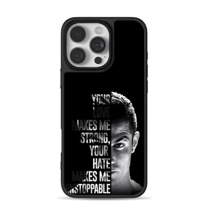 C Ronaldo half face with quote iPhone 16 Pro Max Black Case