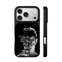 C Ronaldo half face with quote iPhone 17 Pro Max Black Case