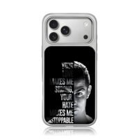 C Ronaldo half face with quote iPhone 17 Pro Max Electroplated Silver Case1
