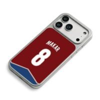 Cale Makar 8 burgundy jersey print iPhone 17 Pro Max Electroplated Silver Case2