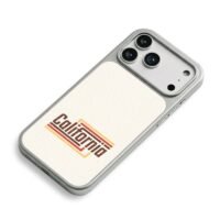 California retro distressed text iPhone 17 Pro Max Electroplated Silver Case2